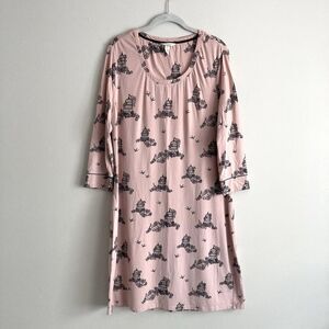 Soma Pink Birdcage Print 3/4 Sleeve Pajamas Nightgown Nightshirt Size Medium